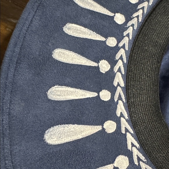 Made in Mexico Hand-Painted Navy Blue Fedora with White Details